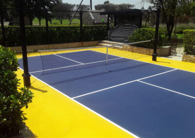 Blue and Yellow Pickleball Court